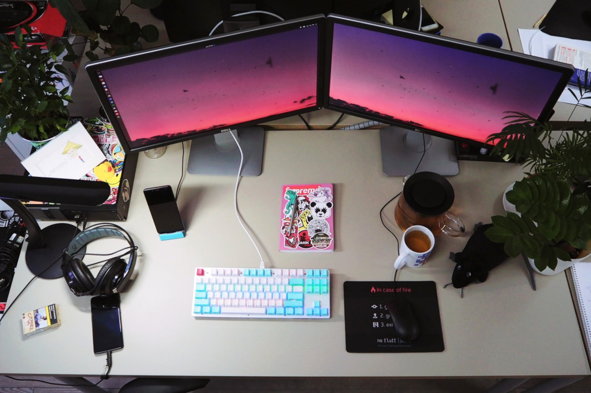 Photo of the office desk from the top